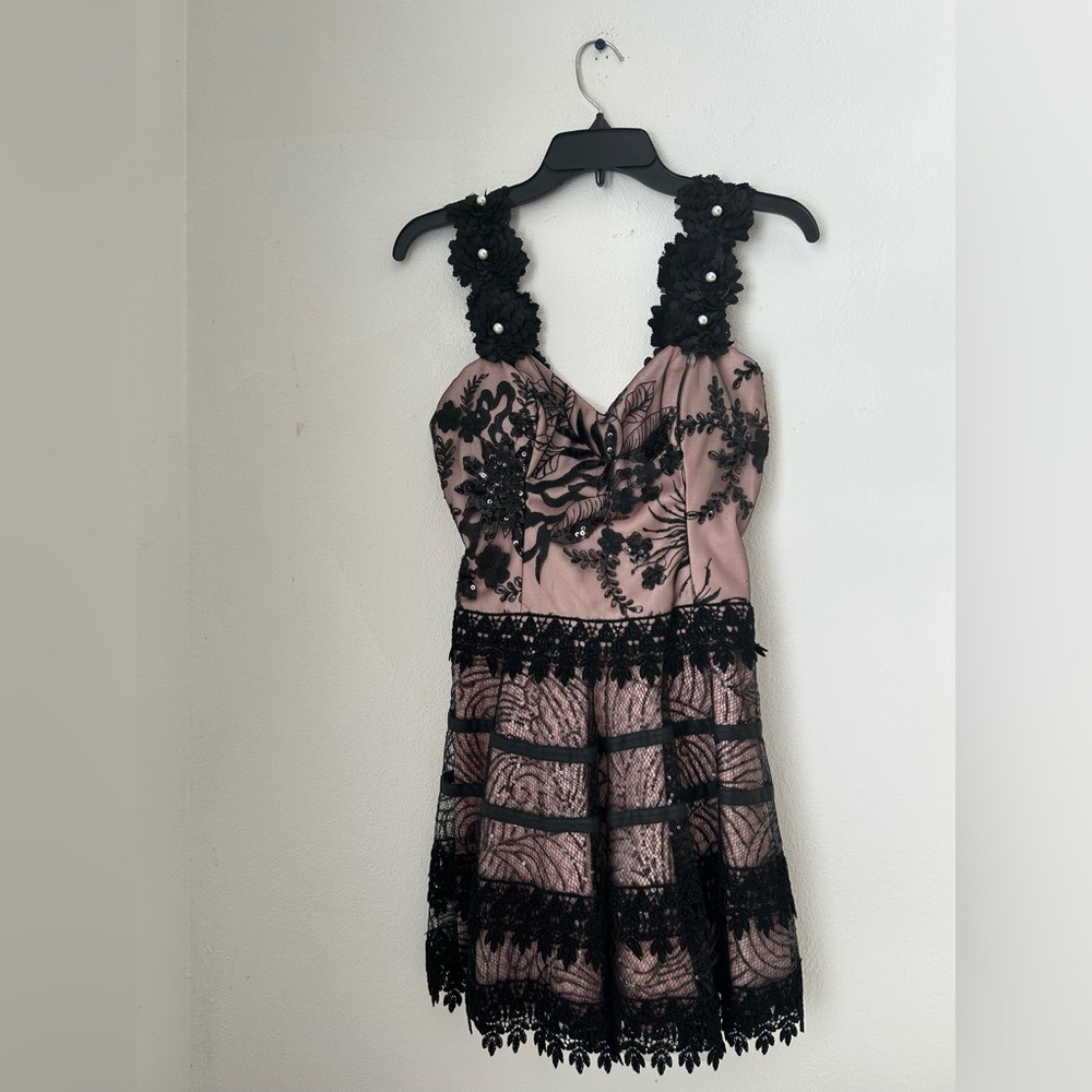 Handmade Pink and Black Prom Dress